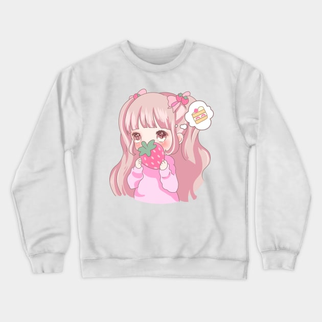 Strawberry Girl Crewneck Sweatshirt by DreamPassion